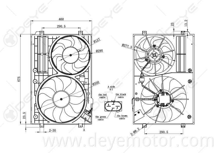 1K0121205J 1K0959455N 1K0959455DH cooling radiator fans for A3 Seat Altea VW Caddy EOS Golf